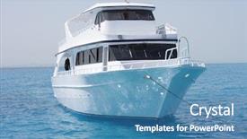  Presentation with marine - Cool new presentation theme with marine boat - white yacht in blue sea backdrop and a teal colored foreground