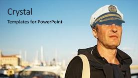  Presentation with aged - Beautiful presentation featuring marine captain - middle-aged sailor backdrop and a light blue colored foreground