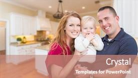  Presentation with military family - Slide deck enhanced with happy young military family inside background and a coral colored foreground