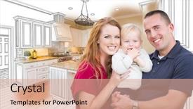  Presentation with military family - Colorful PPT theme enhanced with first born - young military family in front backdrop and a coral colored foreground