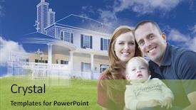  Presentation with military family - Amazing PPT theme having young military family with ghosted backdrop and a yellow colored foreground