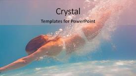  Presentation with underwater - PPT theme having marine corp - beautiful blonde girl dive underwater background and a lemonade colored foreground