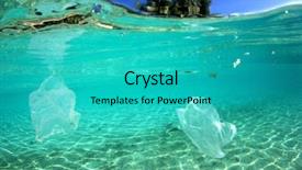  Presentation with plastic bags - PPT layouts having marine ecosystem - plastic bags in ocean background and a teal colored foreground