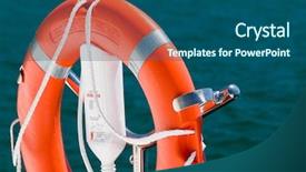  Presentation with marine life - Cool new presentation theme with marine insurance - life belt backdrop and a ocean colored foreground