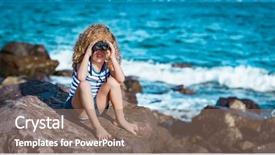  Presentation with far away - Cool new presentation theme with marine insurance - little girl looking far away backdrop and a  colored foreground