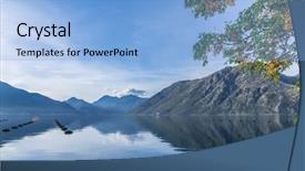  Presentation with farm - Presentation design featuring marine jobs - mussel farm adriatic sea montenegro background and a light blue colored foreground