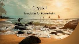  Presentation with sri lanka - Beautiful slide set featuring marine jobs - traditional sri lankian sea fishermans backdrop and a blonde colored foreground