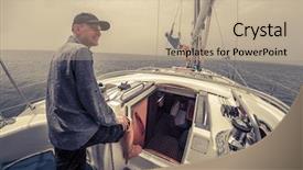  Presentation with sails sailing yacht catamaran sailing - PPT theme featuring marine jobs - two young adult sailors background and a  colored foreground