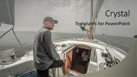  Presentation with sails sailing yacht catamaran sailing - Slides featuring marine jobs - two young adult sailors background and a light gray colored foreground