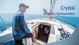  Presentation with sailing - Presentation having marine jobs - two young adult sailors background and a sky blue colored foreground