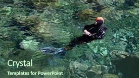  Presentation with marine life - PPT theme enhanced with marine life free - diver at the shore background and a  colored foreground