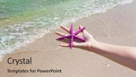  Presentation with pearls and starfish - Theme featuring marine life free - girl holding a starfish background and a  colored foreground