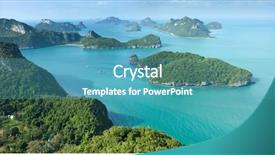  Presentation with scenic - Colorful PPT layouts enhanced with marine parks - scenic tropical island archipelago panorama backdrop and a teal colored foreground