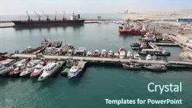  Presentation with port - PPT layouts with marine pilot - many cutters at its mooring background and a ocean colored foreground