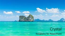  Presentation with marine - Slide deck featuring marine scene seascape panorama background and a teal colored foreground