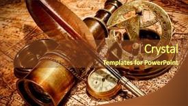  Presentation with quill pen - Presentation theme enhanced with marine science - vintage compass goose quill pen background and a tawny brown colored foreground