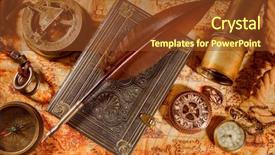  Presentation with map vintage - Colorful presentation design enhanced with marine science - vintage still life - magnifying backdrop and a tawny brown colored foreground