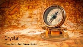  Presentation with marine life - PPT theme with marine science - vintage still life vintage compass background and a gold colored foreground