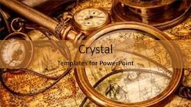  Presentation with marine life - Slide set featuring marine science - vintage still life vintage magnifying background and a gold colored foreground