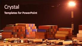  Presentation with port - Audience pleasing PPT layouts consisting of logistics warehouses area maritime transport - port warehouse with cargoes backdrop and a wine colored foreground