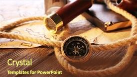  Presentation with marine life - Cool new PPT layouts with marine still life spyglass and world map on wooden background backdrop and a tawny brown colored foreground
