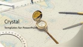  Presentation with marine life - Beautiful presentation theme featuring marine studies - navigation still-life skipper equipment backdrop and a soft green colored foreground
