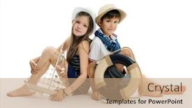  Presentation with marine - Slide set featuring marine style portrait background and a coral colored foreground