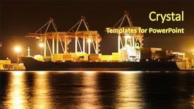  Presentation with container ship - Colorful PPT layouts enhanced with marine transportation - cargo container ship in port backdrop and a wine colored foreground