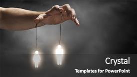  Presentation with fingers - PPT theme having marionette - close up of human hand background and a dark gray colored foreground