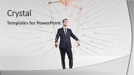  Presentation with lines - Colorful slide set enhanced with marionette businessman with doodle lines backdrop and a  colored foreground