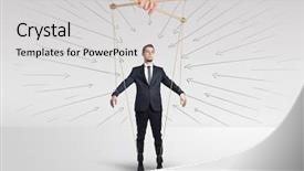  Presentation with utility power lines - Cool new slide deck with marionette businessman with doodle lines backdrop and a light gray colored foreground