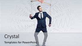  Presentation with cocaine drug powder and lines - Slide deck with marionette businessman with doodle lines background and a  colored foreground