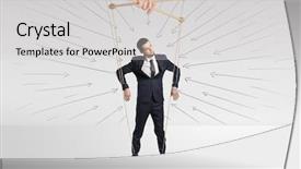  Presentation with lines - Amazing theme having marionette businessman with doodle lines backdrop and a  colored foreground