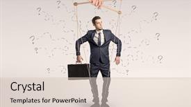  Presentation with doodle - PPT theme enhanced with marionette businessman with doodle lines background and a  colored foreground