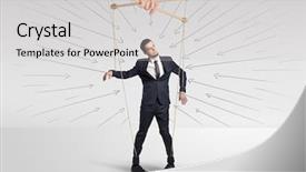  Presentation with maths doodle - PPT theme featuring marionette businessman with doodle lines background and a  colored foreground