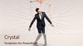  Presentation with doodle - Cool new theme with marionette businessman with doodle lines backdrop and a  colored foreground