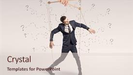  Presentation with doodle - Colorful PPT theme enhanced with marionette businessman with doodle lines backdrop and a lemonade colored foreground