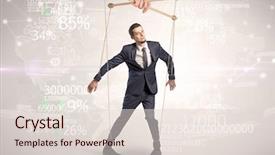  Presentation with doodle - Theme with marionette businessman with doodle lines background and a lemonade colored foreground