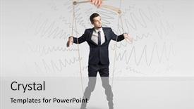  Presentation with lines - Slide set enhanced with marionette businessman with doodle lines background and a light gray colored foreground