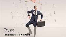  Presentation with green globe latitude lines - PPT theme with marionette businessman with doodle lines background and a lemonade colored foreground