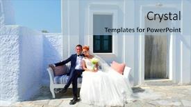  Presentation with bride - Slide deck with marital happiness - beautiful young couple bride background and a  colored foreground