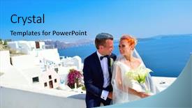 Presentation with bride - PPT theme consisting of marital happiness - beautiful young couple bride background and a  colored foreground