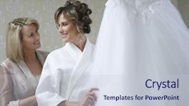  Presentation with bride - PPT layouts featuring marital happiness - bride in bathrobe touching wedding background and a lemonade colored foreground