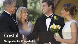  Presentation with wife - PPT theme enhanced with marital happiness - happy father and mother congratulating background and a dark gray colored foreground