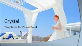  Presentation with white wedding - Colorful PPT layouts enhanced with marital happiness - pretty woman in white wedding backdrop and a  colored foreground