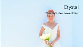  Presentation with white wedding - Audience pleasing PPT theme consisting of marital happiness - pretty woman in white wedding backdrop and a  colored foreground