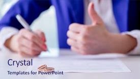  Presentation with agreement signing - Colorful presentation theme enhanced with marital happiness - woman signing prenuptial agreement backdrop and a sky blue colored foreground