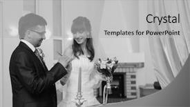  Presentation with wedding muslim couple - Slide deck with marital happiness - young wedding couple on signing background and a  colored foreground