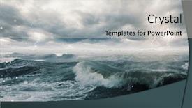  Presentation with stormy sea - PPT layouts having maritime - stormy sea and clouds background and a light gray colored foreground