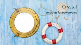 Presentation with maritime - Slides enhanced with maritime background lifebuoy and sea background and a light blue colored foreground